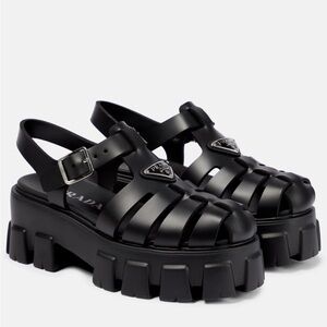 Women's black prada platform shoes